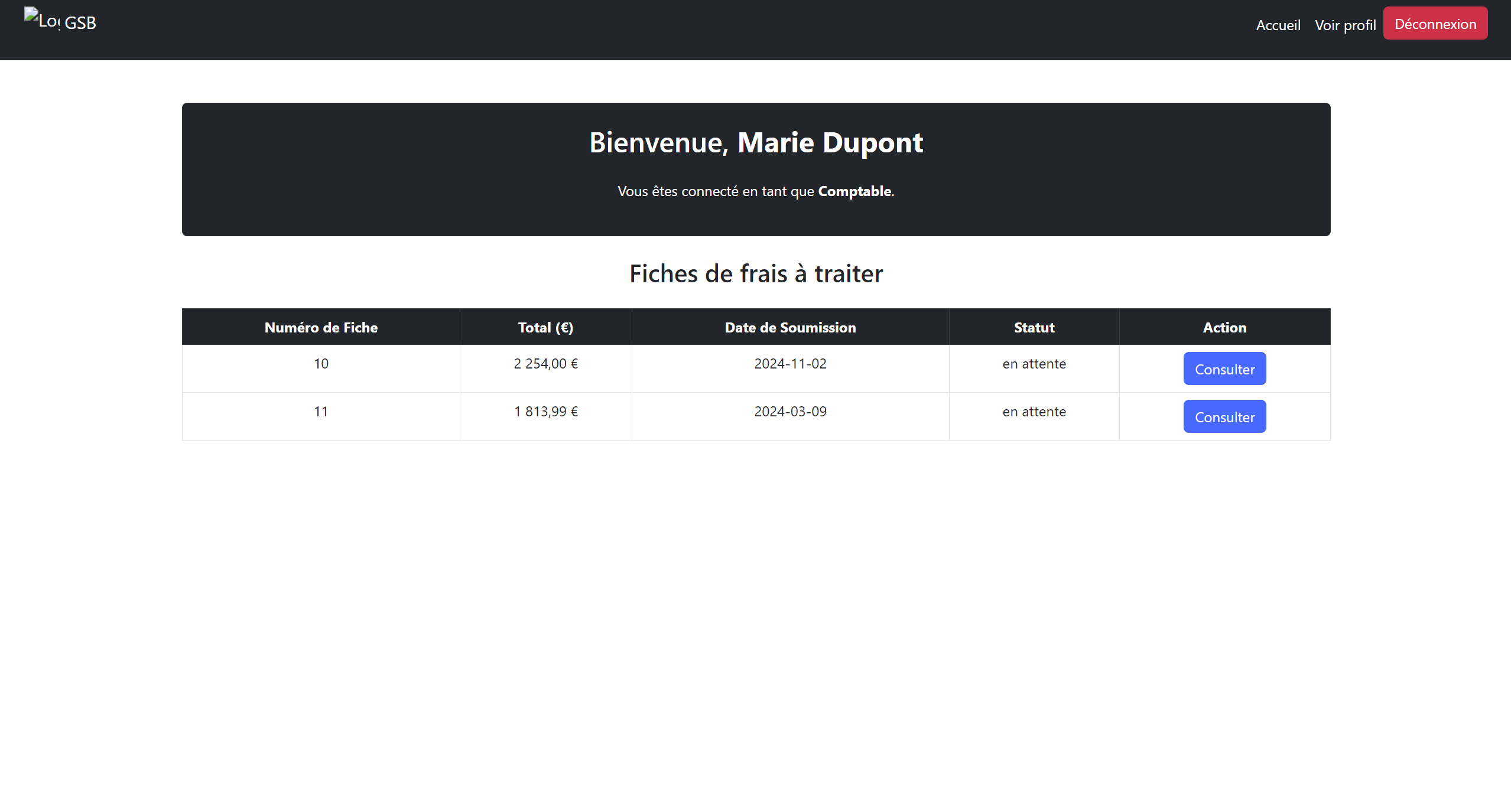 Dashboard Comptable